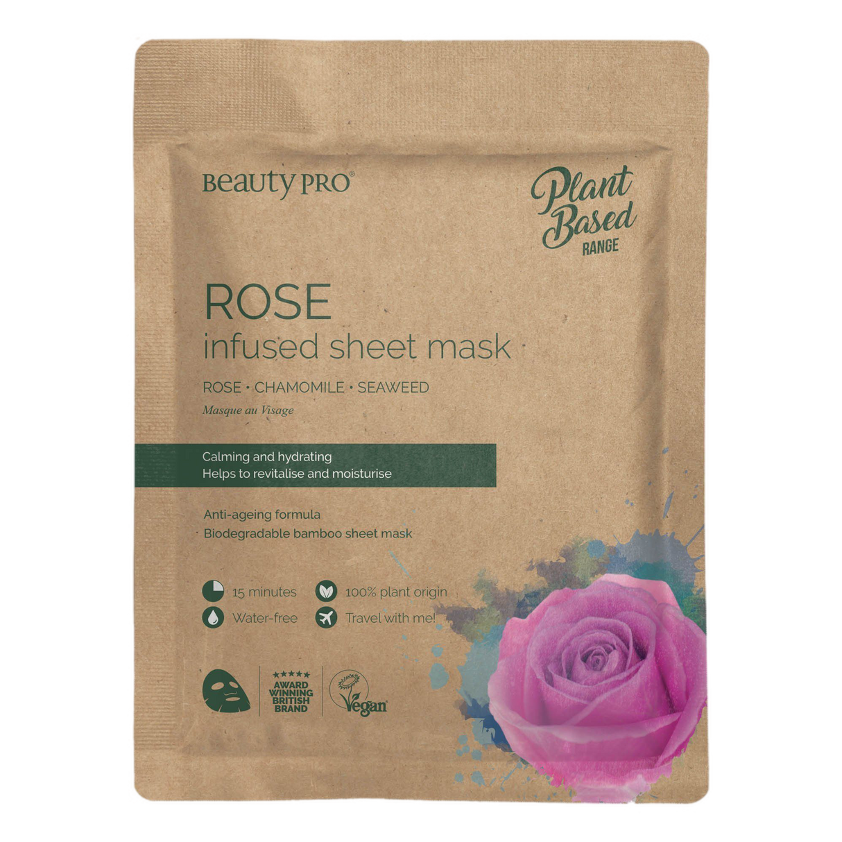 Beauty Pro Plant Based Rose Infused ansiktsmaske