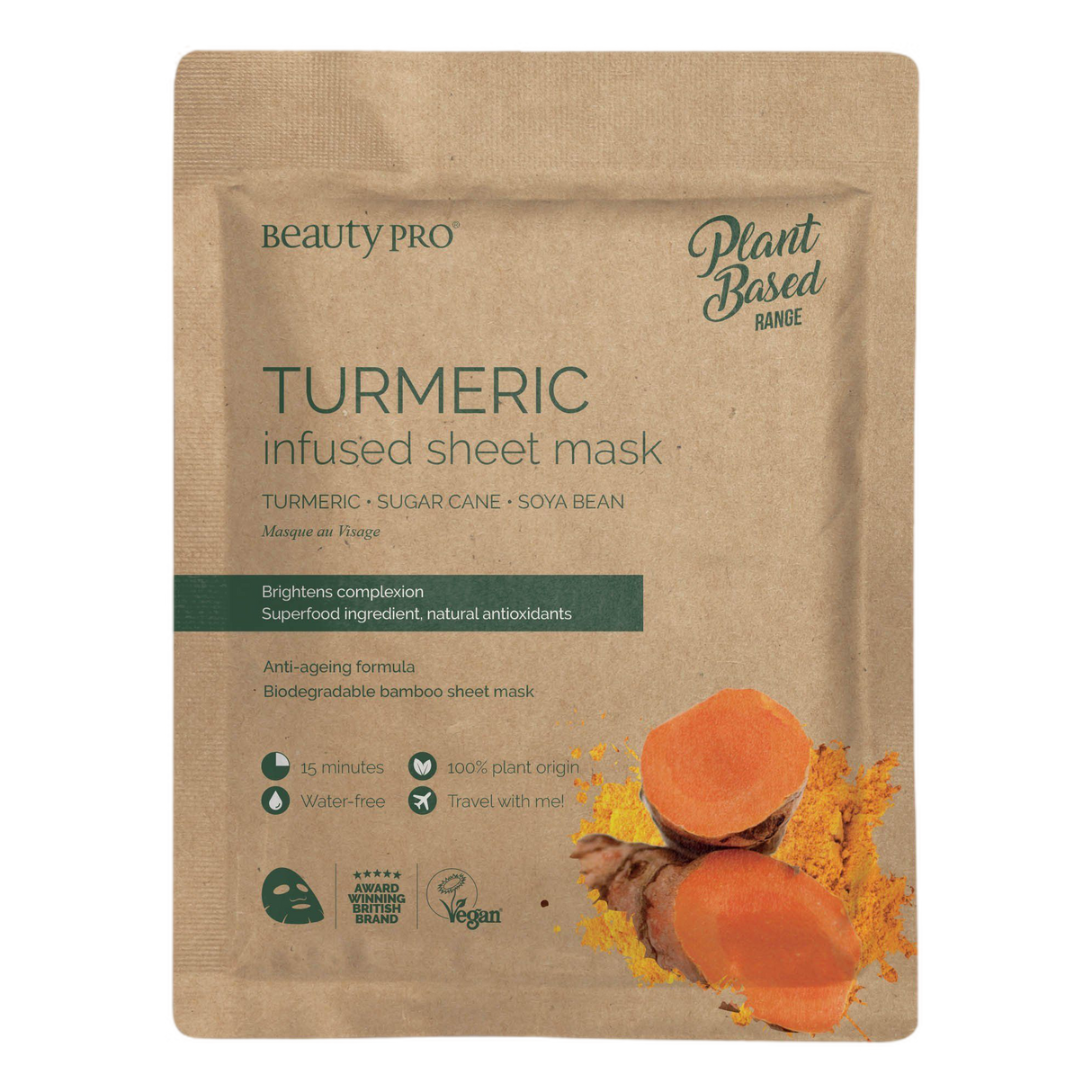 Beauty Pro Plant Based Tumeric Infused ansiktsmaske