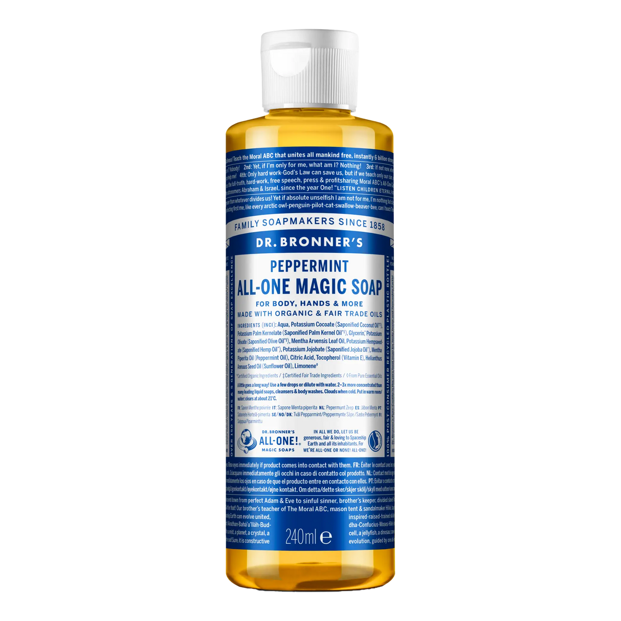 Dr. Bronner's 18-i-1 flytende såpe 240 ml Peppermynte