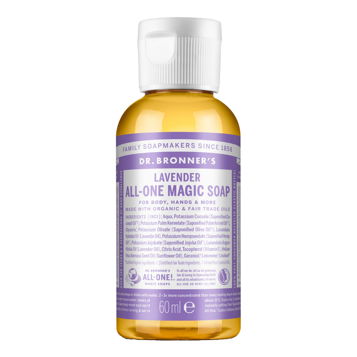 Dr. Bronner's 18-i-1 flytende såpe 60 ml Lavendel