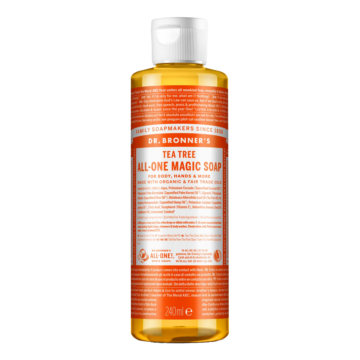 Dr. Bronner's 18-i-1 flytende såpe 240 ml Tetre