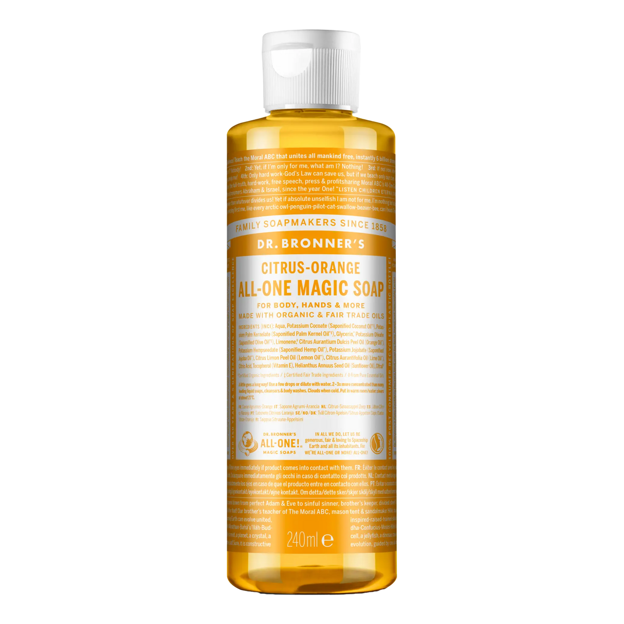 Dr. Bronner's 18-i-1 flytende såpe 240 ml Sitrus og appelsin