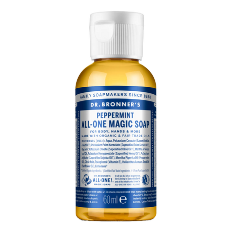 Dr. Bronner's 18-i-1 flytende såpe 60 ml Peppermynte