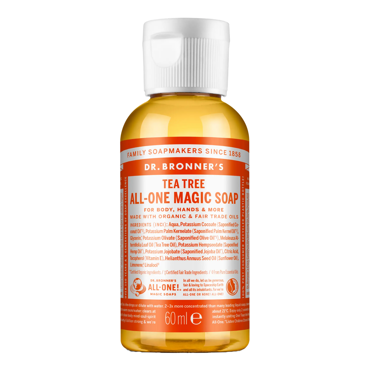 Dr. Bronner's 18-i-1 flytende såpe 60 ml Tetre