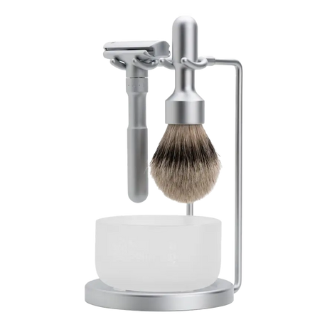 Merkur Futur Silvertip barbersett 4 deler Matt krom 