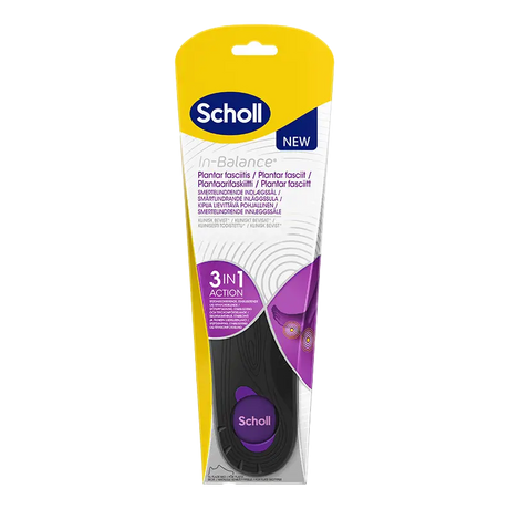 Scholl In-Balance Plantar Fascitt smertelindrende innleggssåler Small (37.5-39.5) Medium (40-42) Large (42.5-45) 