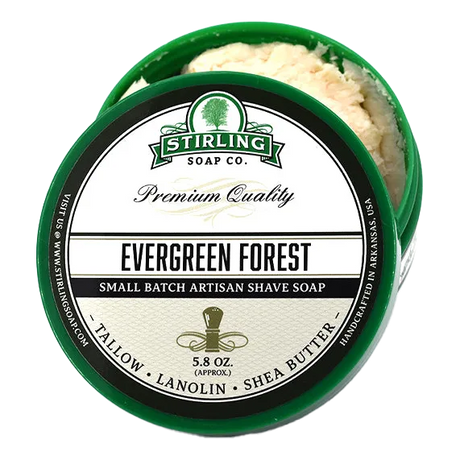 Stirling Soap Co. barbersåpe i skål Evergreen Forest 