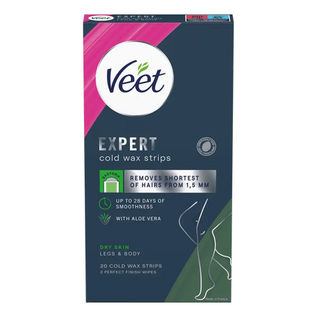 Veet Expert Cold Wax Strips ben & kropp tørr hud 20 stk 