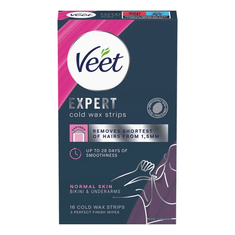 Veet Expert Cold Wax Strips bikini & armhuler normal hud 16 stk 