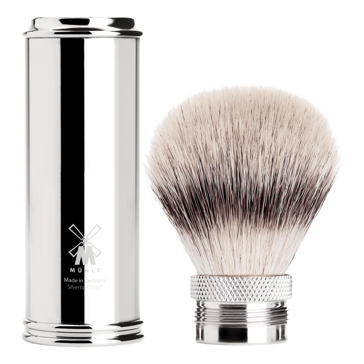 Mühle Silvertip Fibre reisebarberkost forkrommet messing