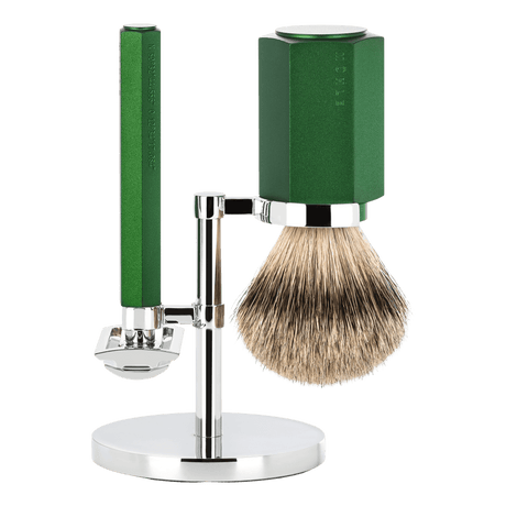 Mühle Hexagon barbersett Forest Silvertip grevlinghår