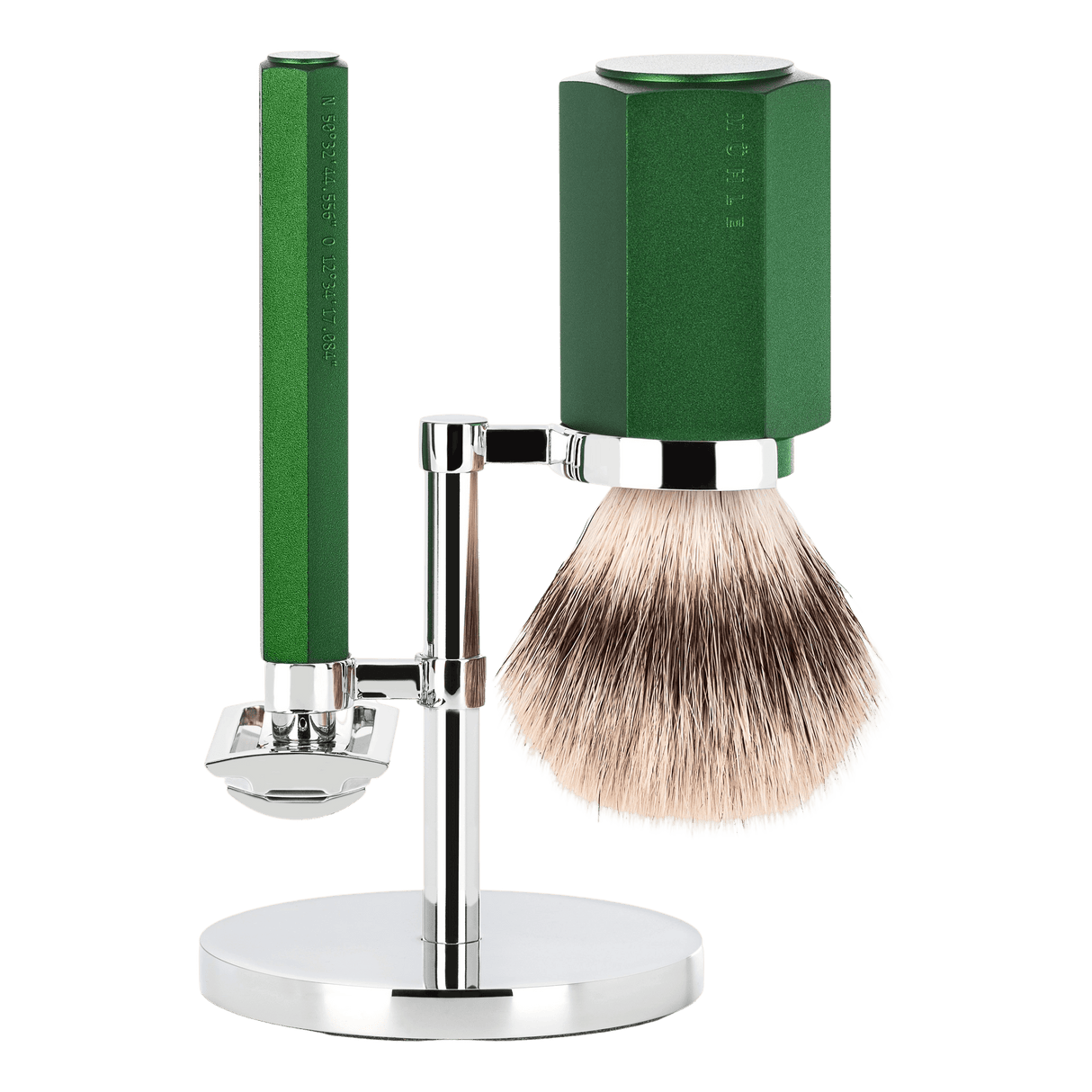 Mühle Hexagon barbersett Forest Silvertip Fibre