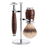 Mühle Purist barbersett Ebonitt Silvertip grevlinghår