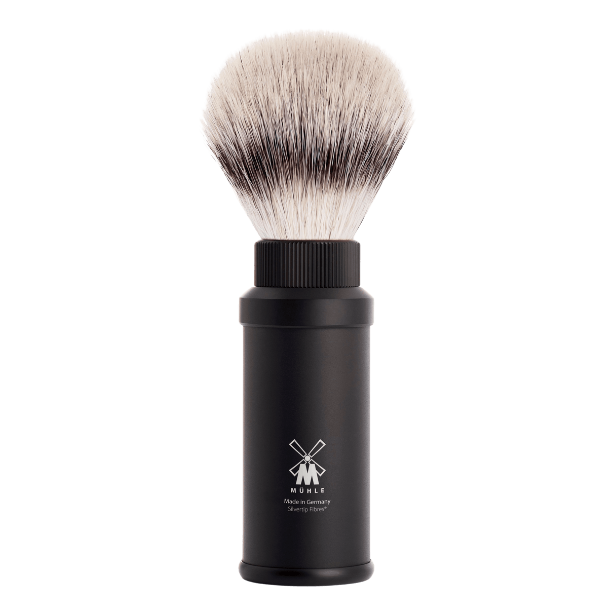 Mühle Silvertip Fibre reisebarberkost aluminium Sort