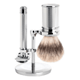 Mühle Traditional barbersett Krom Silvertip Fibre