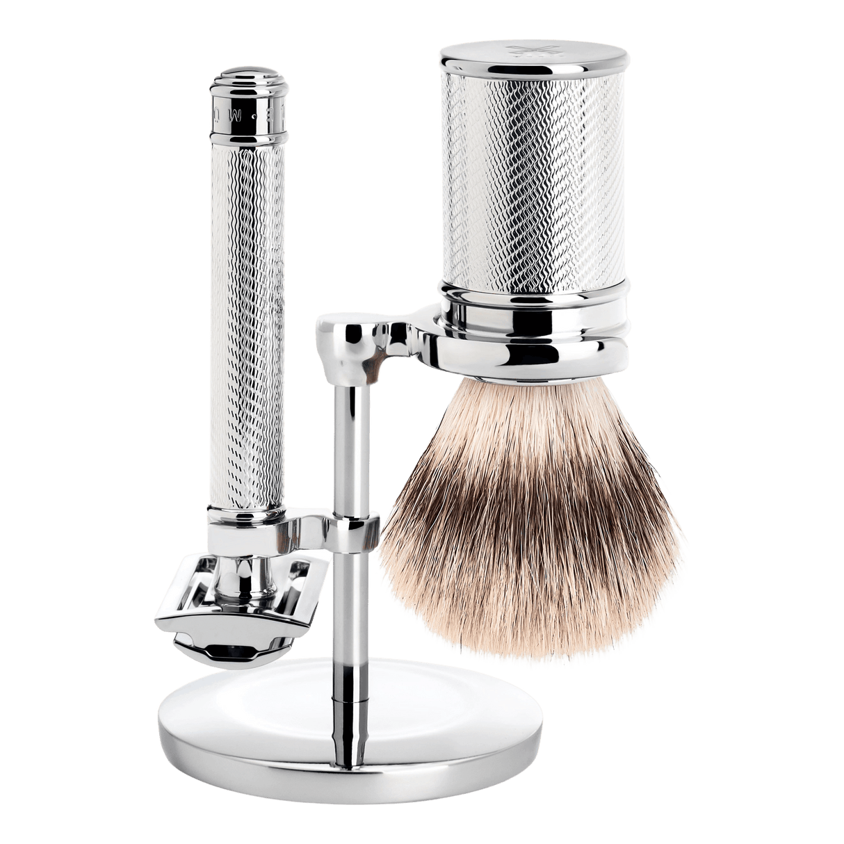 Mühle Traditional barbersett Krom Silvertip Fibre