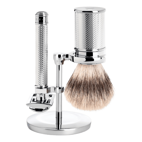 Mühle Traditional barbersett Krom Silvertip Fibre