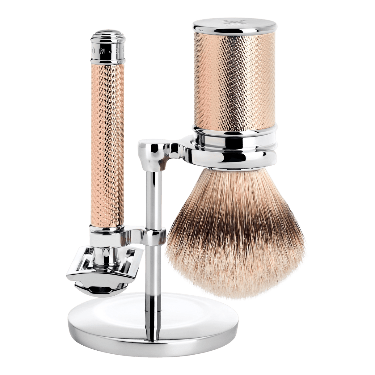 Mühle Traditional barbersett Rosegull Silvertip grevlinghår