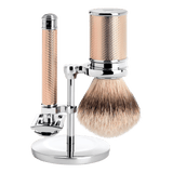 Mühle Traditional barbersett Rosegull Silvertip grevlinghår