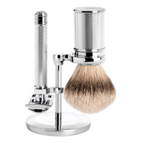 Mühle Traditional barbersett Krom Silvertip grevlinghår