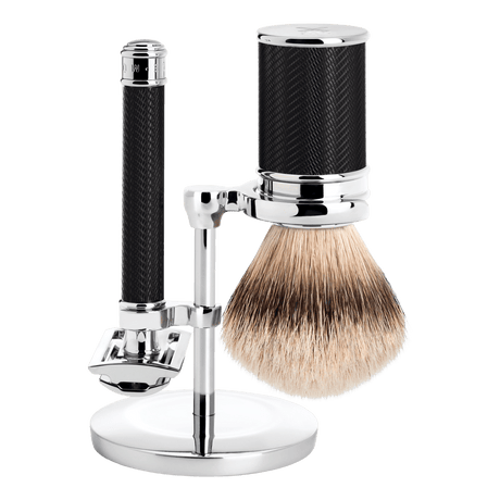 Mühle Traditional barbersett Krom Silvertip Fibre