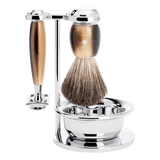 Mühle Vivo barbersett 4 deler Imitert horn Pure Badger