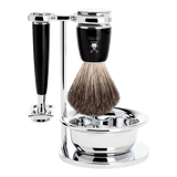 Mühle Vivo barbersett 4 deler Sort Pure Badger